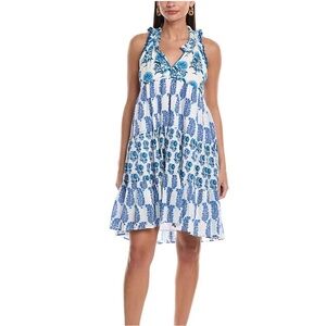 Ro's Garden Sofia Blue and White Floral Dress